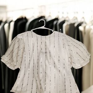 Elegant White Striped Girl Blouse